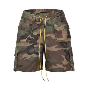 Style the Designer Rhude Same Camouflage Washed and Worn High Street Os Loose Fitting Men's Women's Shorts Pocket Shell Pants high-quality