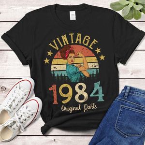 Women's T-Shirt Vintage 1984 Original Parts 38 Years Old 38th Birthday Gift Idea Women Girls Mom Wife Daughter Retro Tshirt Clothing