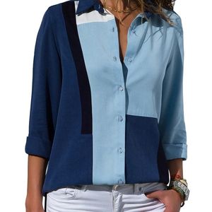 Moda Drukuj Kobiety Bluzki Z Długim Rękawem Collar Collar Szyfonowa Bluzka Koszula Casual Topy Plus Size Elegancka koszula robocza 220407
