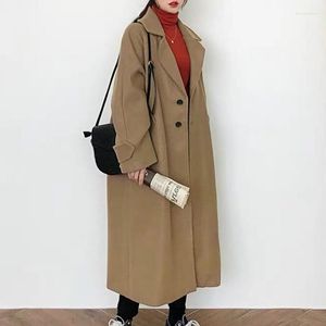 Kvinnors ull blandar svart ullrock kvinnor 2022 hepburn stil lång hösten raka casual koreanska mode damer överrock temperamen bery2