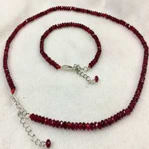 2 × 4 مم برازيل الأحمر Ruby Rubeted Roundel Necklace Necklace