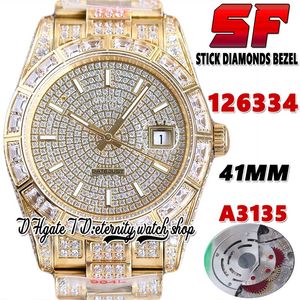 SF أحدث EW126334 A3135 Automatic Mens Watch TW126333 BL86405 علامات عصا الماس الطلب 904L الصلب المثلج خارج الماس سوار الذهب سوبر طبعة الأبدية الساعات