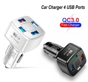 QC 3.0 4USB PORTS ADAPTADOR DE CARREGADORES DE CARRO RÁPIDO PARA CARRANDO DE TEMPO INTELIGENTE iPhone Samsung Fast Charging