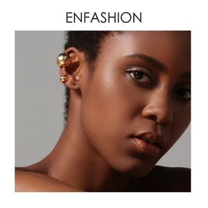 ENFASHION Punk Ball Ear Cuff Clip On Earrings For Women Gold Color Rock Pea Earings Without Piercing Pendientes Mujer LJ200122