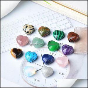 Stone Random Color Mini 15Mm Love Heart Statue Natural Carving Home Decoration Crystal Polishing Dhseller2010 Drop Dhiyt