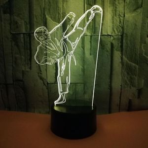 Nattljus Creative 3D LED Vision Gradient Karate Table Lamp USB Taekwondo Modeling For Gift Kids Bedroom Lighting Decor