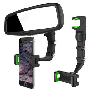 Portador de telefone de montagem universal, giro multifuncional girar 360 graus de carro retrovisor suspenso espelho para smartphone gps backet