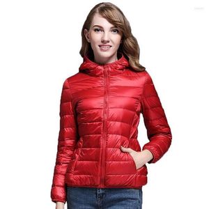 Jackets femininos 2022 Brand Spring Autumn Winter Women Parka Ultra Light Down 90% Casaco de pato branco com capuz S-3xl