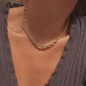 Chains Hip Hop Punk 3mm Stainless Steel Swag Twist Rope Chain Necklace For Women Men Gold Color Fashion Jewelry AccessoriesChains