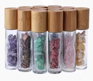 Wholesale essential oil diffuser for sale - Group buy 10ml Essential Oil Diffuser Clear Glass Roll on Perfume Bottles with Crushed Natural Crystal Quartz Stone Crystal Roller Ball