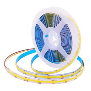 CCT COB LED STRIP IŞIK Yüksek Yoğunluklu Çift Renk Sıcak Serin Beyaz Dimmable Lineer Şeritler Aydınlatma 12V 24V 10mm 512LS/M 640LE/M Esnek Bant Şerit Odası Dekor