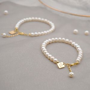 5-6mm Beaded Strands Baroque Pearl Bracelet For Women Genuine Natural Freshwater Pearl 925 Sterling Silver Charm Bracelets