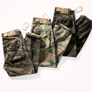 European and American Retro Military Style Camouflage Tooling Pants Men's Fashion Fishbone Woven Straight Pocket Casual Pants CX220401