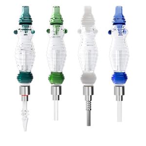 Love_E_cig NC037 Hookah Smoking Pipes 510 Quartz Titanium Ceramic Nail Dab Rig Glass Water Bong Big Ash Catcher Bubbler 4 Colors