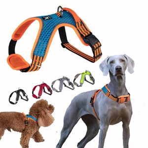 Colarinhos de cachorro colares arnês leve peso respirável colete de animais de estimação de ajuste fácil reflexivo para um cão de caminhada médio médio grande