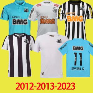2012 2013 Santos Borges FC Retro Futbol Forması 12 13 23 Neymar Jr Ganso Elano Felipe Anderson Vintage Klasik Ev Futbol Gömlek 2023