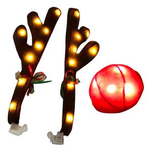 Interior Decorations Set Christmas Red Nose Reindeer Antlers For Car Vehicle AccessoriesInterior