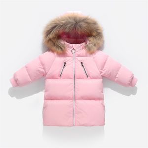 Olekid Kids Winter Down Jacket Fur Collar Long Boys冬のジャケット