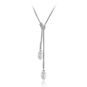 Famous brand water drop design jewelry rhodium plated Gillian Y-Necklace Made with Austrian crystals from Swarovski gift for 218g