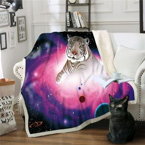 Blankets DropShip Tiger Animal Sherpa Travel Home Plush Throw Blanket 150x200 130x150 Manta For Beds Selling 2022