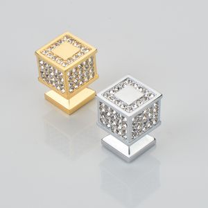 Plated Gold Chrome Czech Crystal Drawer Cabinet Knobs Wardrobe Door Handle Furniture Knobs Pull Handles 1289 D3
