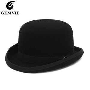 Gemvie 4 colori 100 lana felpa derby boccher cappello per uomini donne in raso rivestimento di moda formale costume da fedora costume 220610