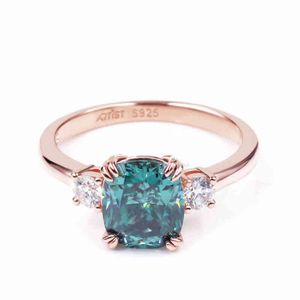 Wholesale engagement rings green stones resale online - Tianyu Gems Cushion Moissanite Engagement Ring x8mm ct Stuning Blue Green White Stone Color Silver Rings Jewelry for Women