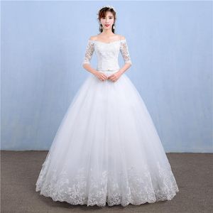 Other Wedding Dresses Elegant Boat Neck Half Sleeve Lace 2022 Dress Applique Perspective Custom Made Plus Size Gown Casamento LOther