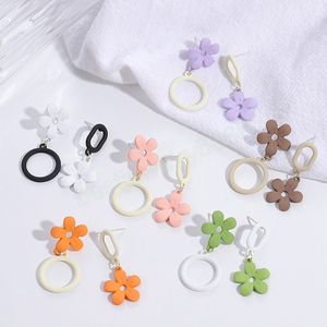 Koreanische Blume Anhänger Baumeln Ohrringe Für Frauen Asymmetrische Zarte Geometrische Ohrringe Party Sommer Schmuck Geschenk