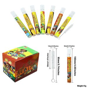 Glass One Hitter Smoking Pipe With Cleaning Brush 4.02inch OD 8mm 102mm Taster Bat Pipes Hose Display Box Packaging Cigarette Holder Dugout For Dry Herb Water Pipes