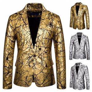 Herrenanzüge Blazer Männer One Button Casual Stamping Print Blazer DJ Club Bühne Hochzeit Sport Blazer Slim Formal Fit Casual Men Blazer 220826