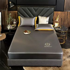 WOSTAR Luxus-Eisseidenstoffe, elastisches Spannbetttuch, Sommer-Festbettwäsche, Matratzenschonerbezug, Queen-King-Size-Bett-Set 220629