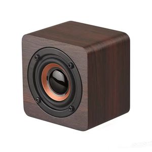 Portable Retro Wooden Bluetooth Speaker Mini Outdoor Wireless Bass Loudspeaker Multifunctional Speakers 7.6 x7.6 x 6.1CM