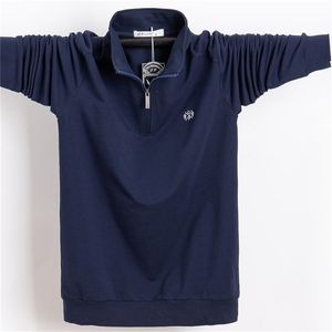 Polo da uomo in puro cotone da uomo d'affari casual da uomo polo autunno manica lunga colletto alla coreana polo plus size 5XL 6XL 220524