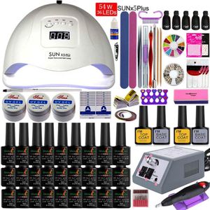 Wholesale uv gel nail lamp kit for sale - Group buy Manicure Set with Led Nail Lamp W W Nail Set Color UV Gel Polish Kit Tools with Drill Machine files270c