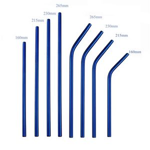 More size Reusable Blue Metal Drinking Straw Stainless Steel Straw Eco Friendly Smoothies Straw with Cleaner Brush For Mugs 20/30oz F0623