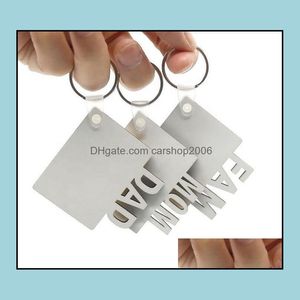 Keychains modetillbehör sublimering mamma pappa fam part gynnar diy tomma mdf nyckelringar för mor och far gåva grossist droppleverans