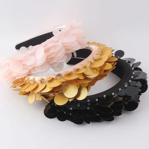 2022 Luxury Baroque Sparkly Black Yellow Pink pannband Shinny Hairbands Wide Street Style Headwear Hair Accessories Women