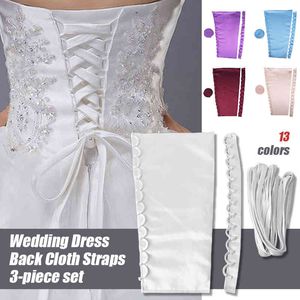 3pcs set bälten satin korsett kits dragkedja ersättning bröllopsklänning tillbaka spets webbling diy hantverk klänning tillbehör upp m1t