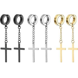 Clip-on & Screw Back Pairs Magnetic Stud Earrings For Men Stainless Steel Magnet Mens Clip On Piercing Cross UnisexClip-on