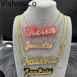 VishowCo Nome Personalizzato Collana Hip Hop Personalizzato Acrilico Targhetta Collane Con Pendente Per Le Donne Dichiarazione Gioielli Regali 220716