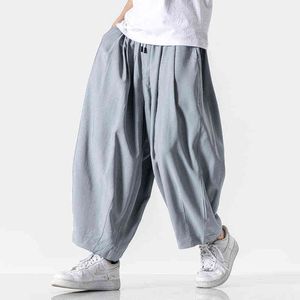 Mężczyźni szerokopasmowe spodnie 2022 Spring Linen Spodnie marka chińska męska bawełniana workowate spodni męskie spodnie joggera m-5xl L220706