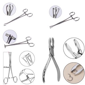 Stainless Steel Body Piercing Forceps Ear Nose Lip Tongue Eyebrow Belly Piercing Forcep Tweezers Clamps