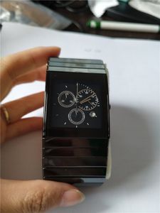 Sälj manliga klockor Ceramic Quartz Stopwatch Men Chronogrpah armbandsur RA09224F