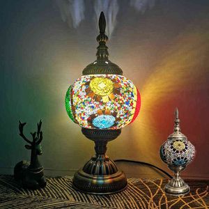 Mosaic Table Lamp Turkish Style Bedroom Study Romantic Style Decoration Table Lamp H220423