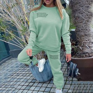 Drukuj litera 2PCS Tracksuit damskie dresy Ustaw swobodny bluzka