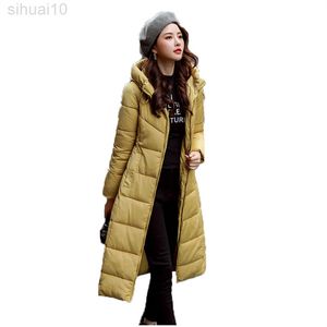 Winter Down Cotton Coat Women Ny 6xl Long Parka White Red Green Color Fashion Hooded Clothing Warmth Coat L220730