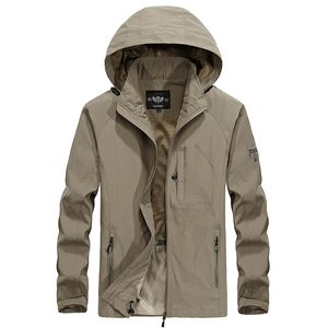 Mäns vattentät militärjacka Spring Autumn Casual Windbreaker Jackets Mens Breattable Hooded Outdoor Thin Coats 6xl kläder 220406 482