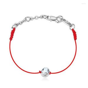 Link Chain Summer Style Jewelry Thin Red Thread String Rope Bracelet With Rose Gold-Color And Crystals Fawn22