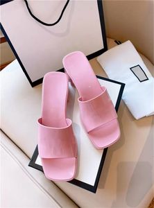 Spring And Summer Women Pointed Heel Slippers Fashion Comfortable Leather Rubber Fruit Platform Sandals With Box Dust Bag